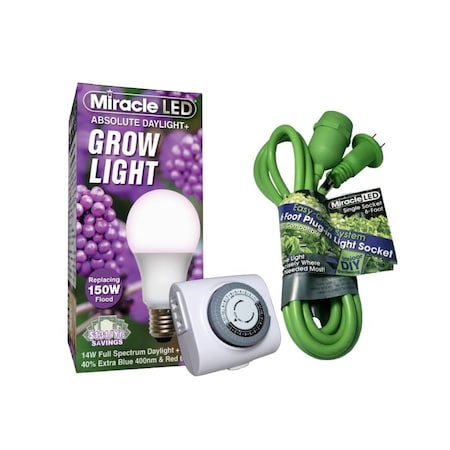 Miracle Led Red/Blue Spectrum Single Socket Absolute Daylight PLUS Light Fixture, Timer 802989